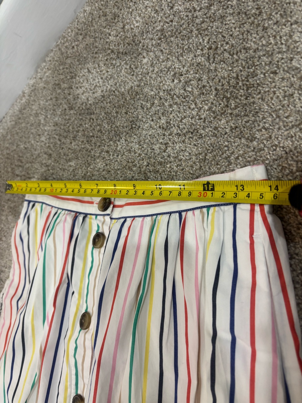 J Crew Factory Rainbow Stripe Button Front Poplin Midi Skirt Multicolored Size S - Picture 7 of 13